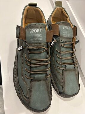 Women’s Olive and Brown Lace-Up Sneakers
